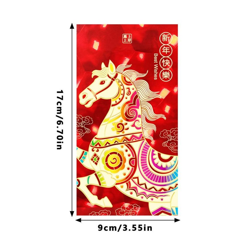 6 Pcs Chinese Red Envelopes for 2026 Chinese New Year, 2026 Horse Year Lu/nar NewYear ChineseMoney Envelopes for Lucky Money Packets Spring Festival Fengshui Weddings Birthdays (style1) - Image 2